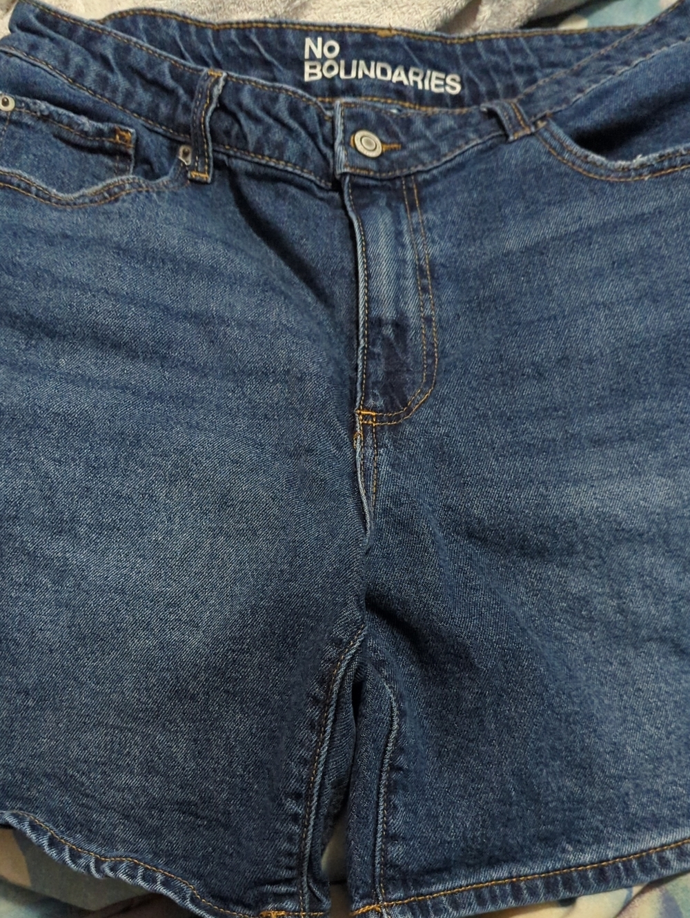 No Boundaries Women's Dark Blue Relaxed Denim Shorts